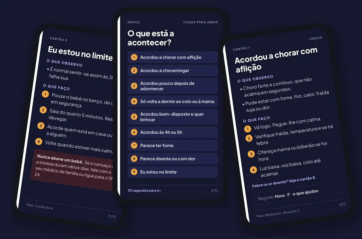 Cartões SOS da Madrugada no ecrã de telemóveis