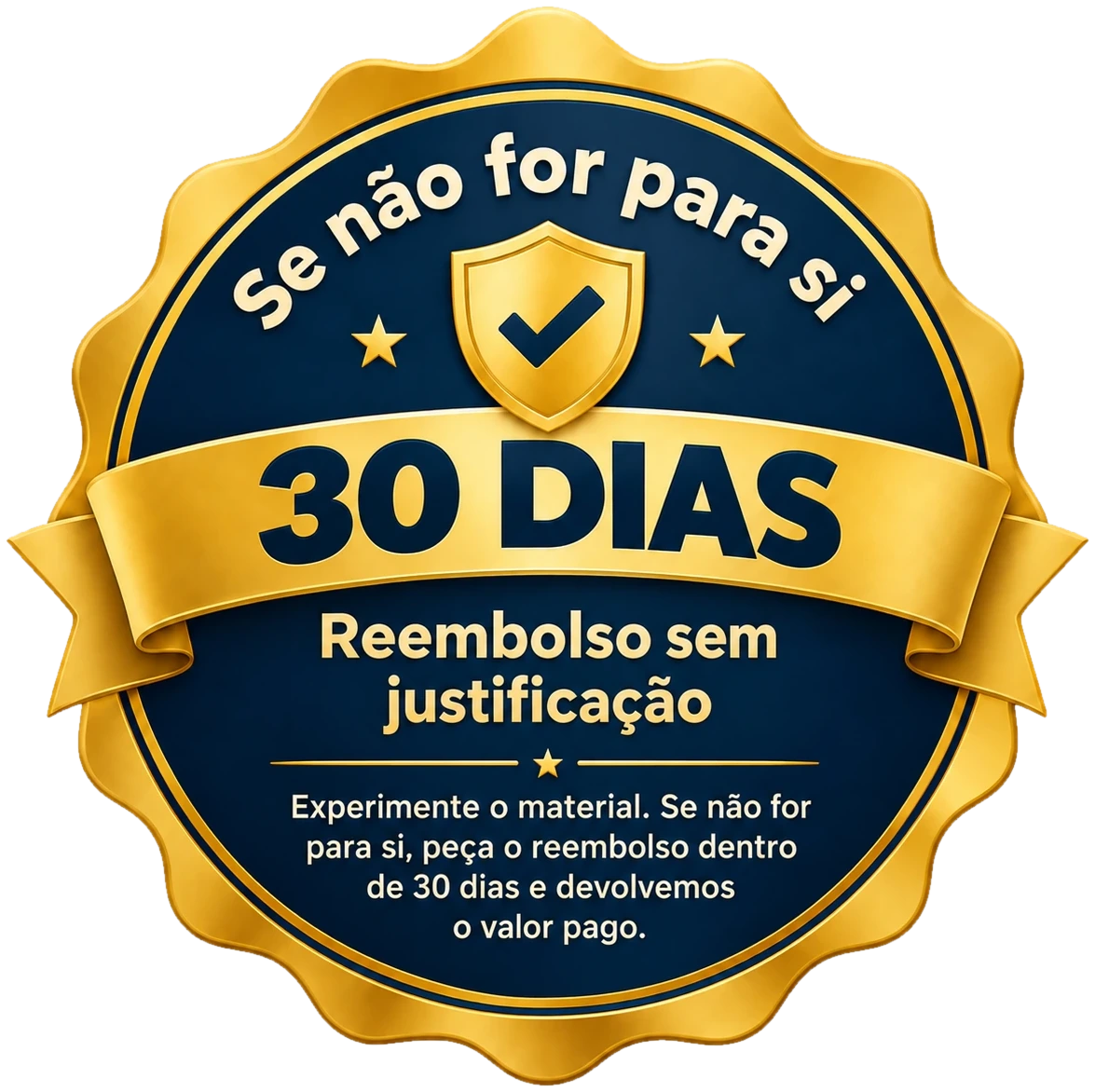 Selo de garantia de 30 dias: se não for para si, reembolso sem justificação. Experimente o material. Se não for para si, peça o reembolso dentro de 30 dias e devolvemos o valor pago.